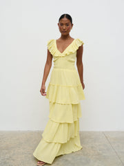 Opal Ruffle Maxi Dress - Lemon