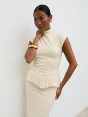 Orlendina Fringe Knit Top - Cream