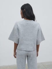 Ovalie Rib Knit Top - Grey Marl