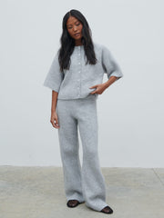 Ovalie Rib Knit Trousers - Grey Marl