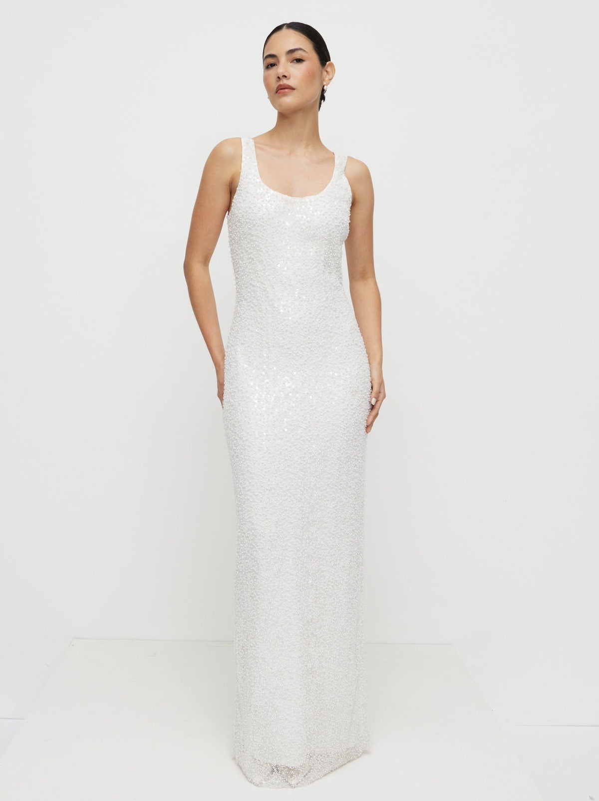 Palma Embellished Scoop Neck Maxi Dress - Ivory
