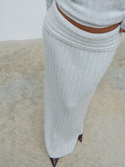 Petra Cosy Rib Knit Maxi Skirt - Grey Marl