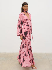 Petula Batwing Scarf Maxi Dress - Blush Watercolour Floral