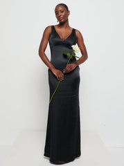 Piper Maxi Bridesmaid Dress - Matte Black