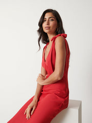 Piper Tie Midaxi Dress - Scarlet Red