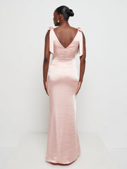 Piper Tie Maxi Bridesmaid Dress - Matte True Blush
