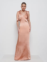 Piper Tie Maxi Bridesmaid Dress - Cinnamon