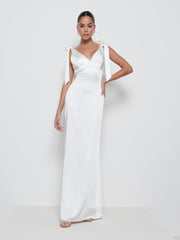 Piper Tie Maxi Bridesmaid Dress - Ivory