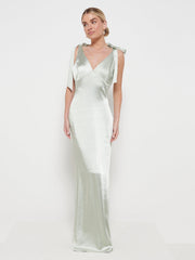 Piper Tie Maxi Bridesmaid Dress - Matte Sage