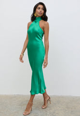 Raleigh Recycled Cowl Back Midaxi Dress - Emerald Green