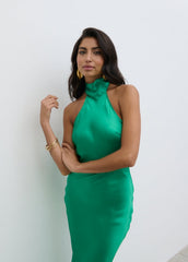Raleigh Recycled Cowl Back Midaxi Dress - Emerald Green