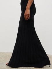 Reagan Pleated Knit Maxi Skirt - Black