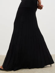 Reagan Pleated Knit Maxi Skirt - Black