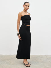 Reese Bandeau Knit Top - Black