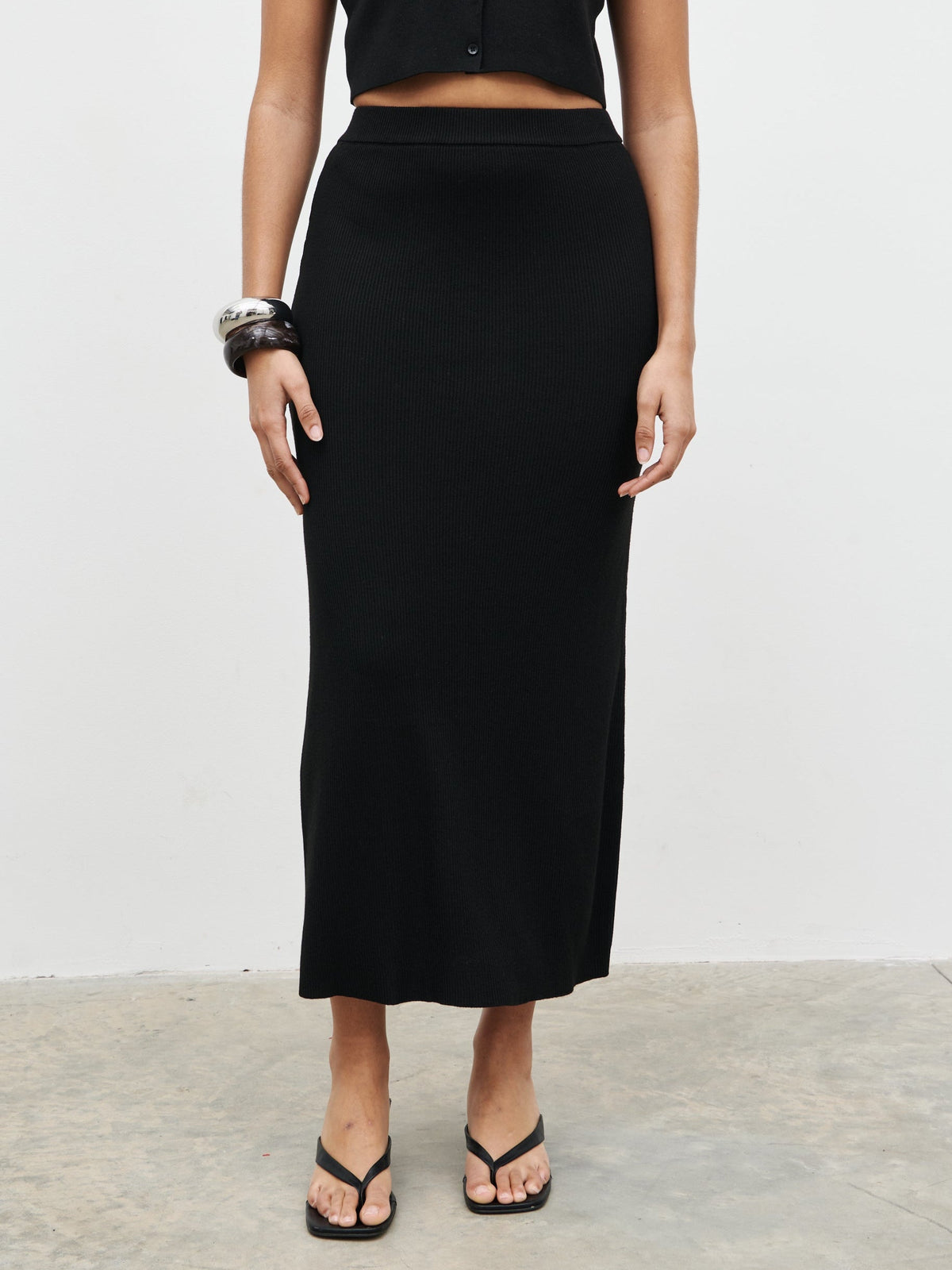 Reese Midaxi Knit Skirt - Black