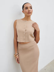 Reese Knit Waistcoat - Beige