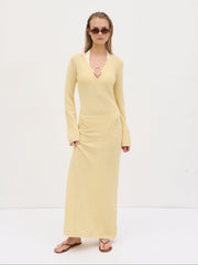 Riviera Hardware Knit Midaxi Dress - Lemon