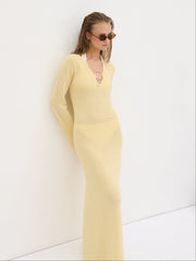 Riviera Hardware Knit Midaxi Dress - Lemon