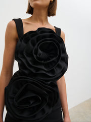 Rowena Corsage Mini Dress - Black