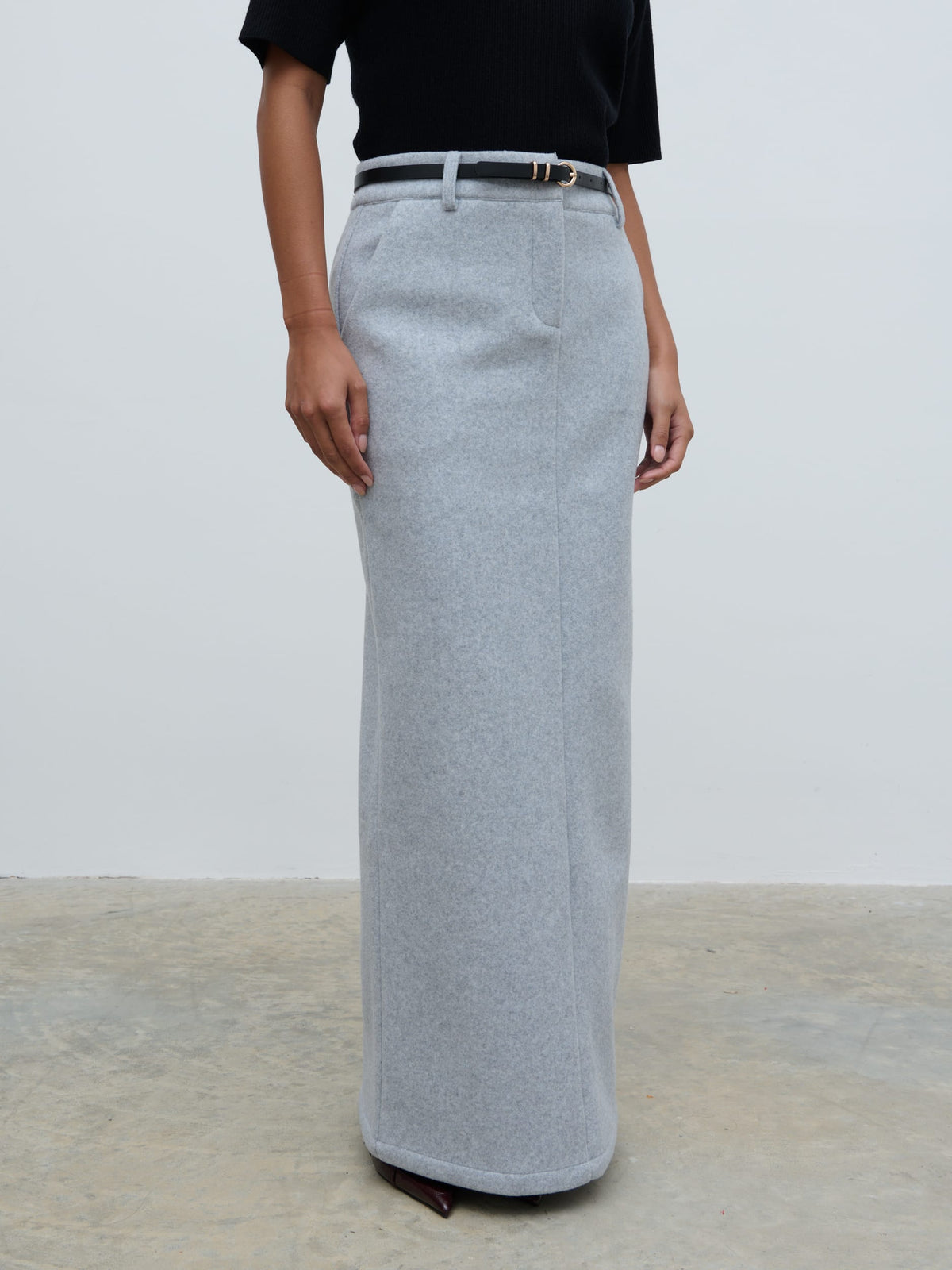 Rudy Tailored Skirt - Grey Marl
