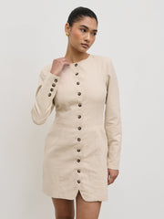 Indy Button Down Mini Dress - Natural