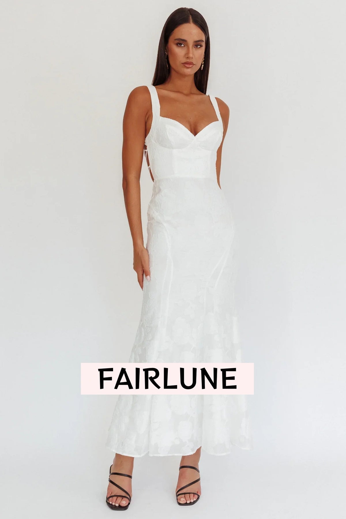 Autumn Moon Strappy Back Maxi Dress Textured White