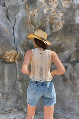 Ellie Pointelle Open Knit Tank Top