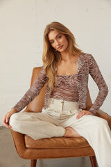 Halle Zebra Mesh Cardigan Set