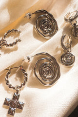 LUV AJ Rosette Coil Charm Hoops