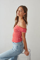 Tika Off the Shoulder Striped Crop Top
